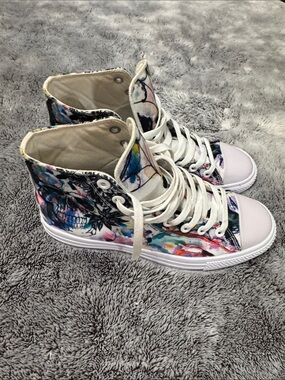 RAAD High Top Graffiti Skull Artsy Unisex Sneakers Men 7.5 Women 9 Lace Up Shoes